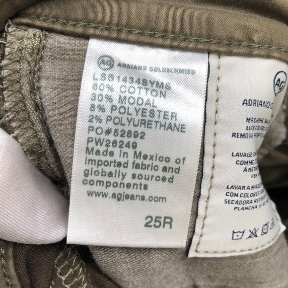 AG Adriano Goldschmied Prima Cigarette Jeans Womens 25R Chino Olive Green - Picture 9 of 10